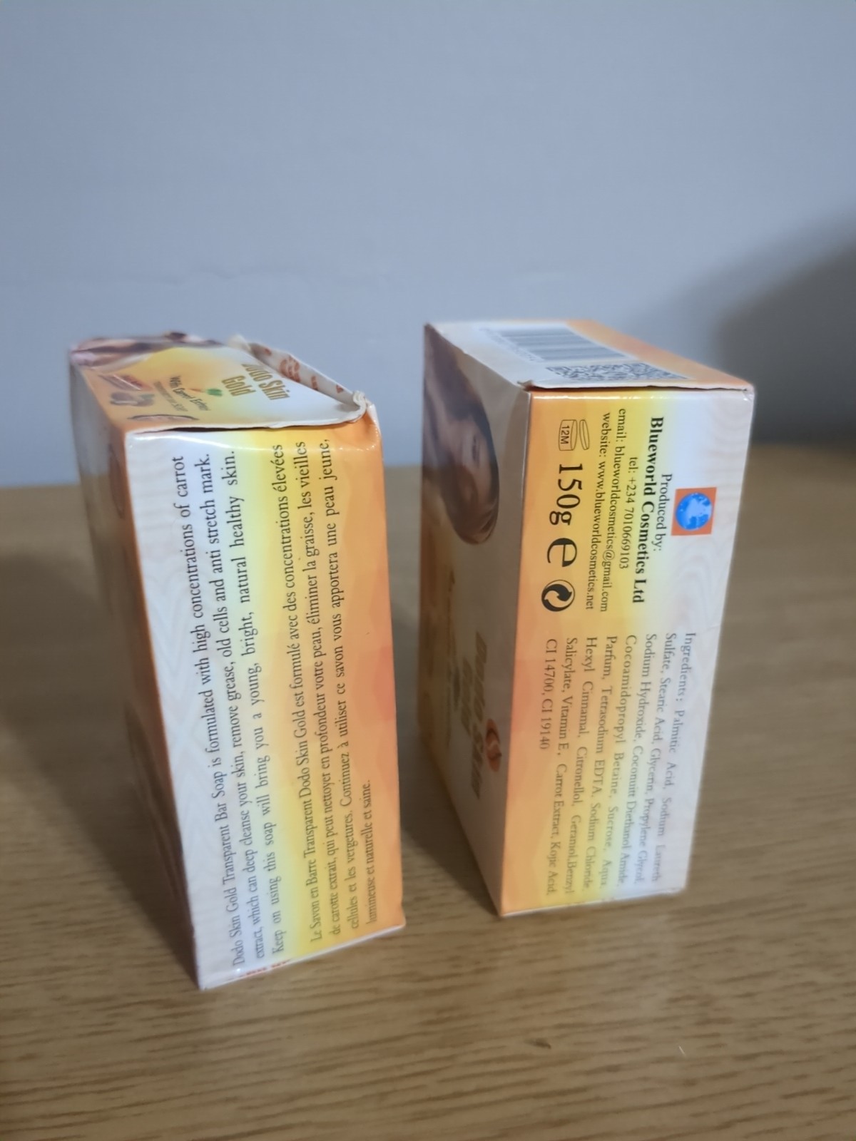 X 2 Soap: Dodo Skin GOLD with Carrot EXTRACTS transparent. Anti Stretch Mark