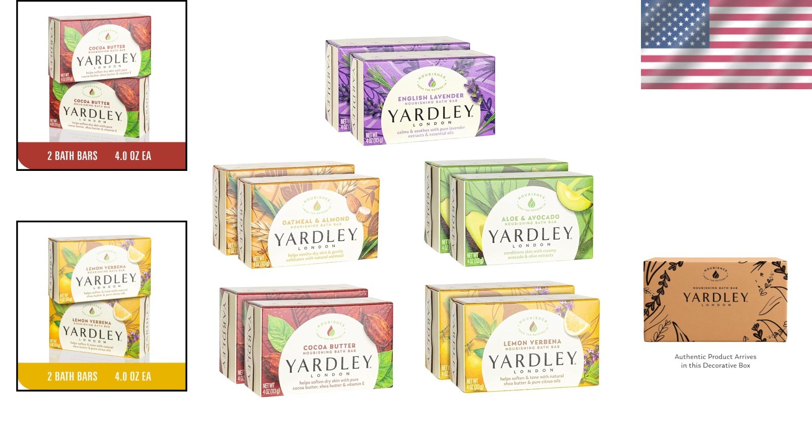 London Soap Bath Bar Bundle – 10 Bars: English Lavender, Oatmeal and Almond, …
