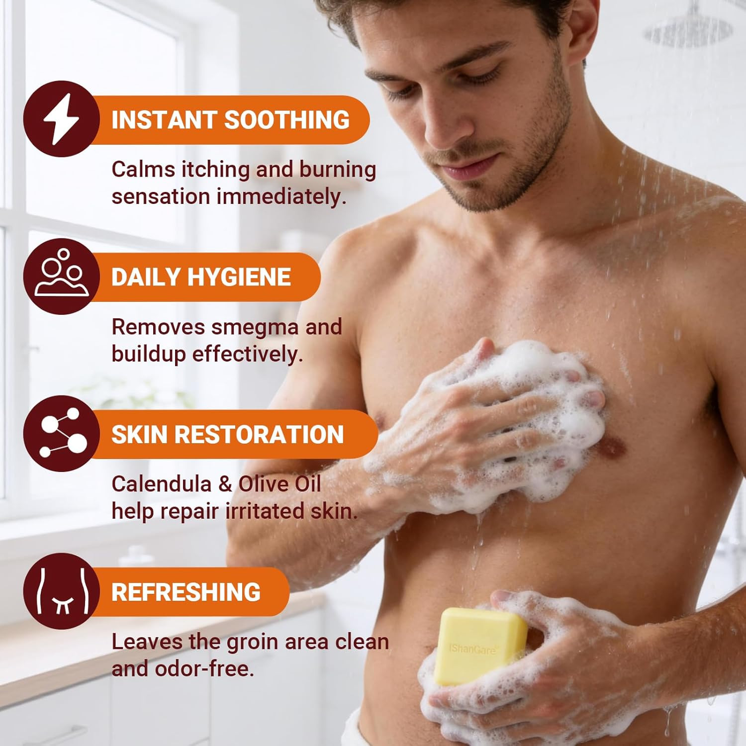 Balanitis Soap for Men – Relieves Jock Itch, Redness, Burning Odor – with Tea Tr