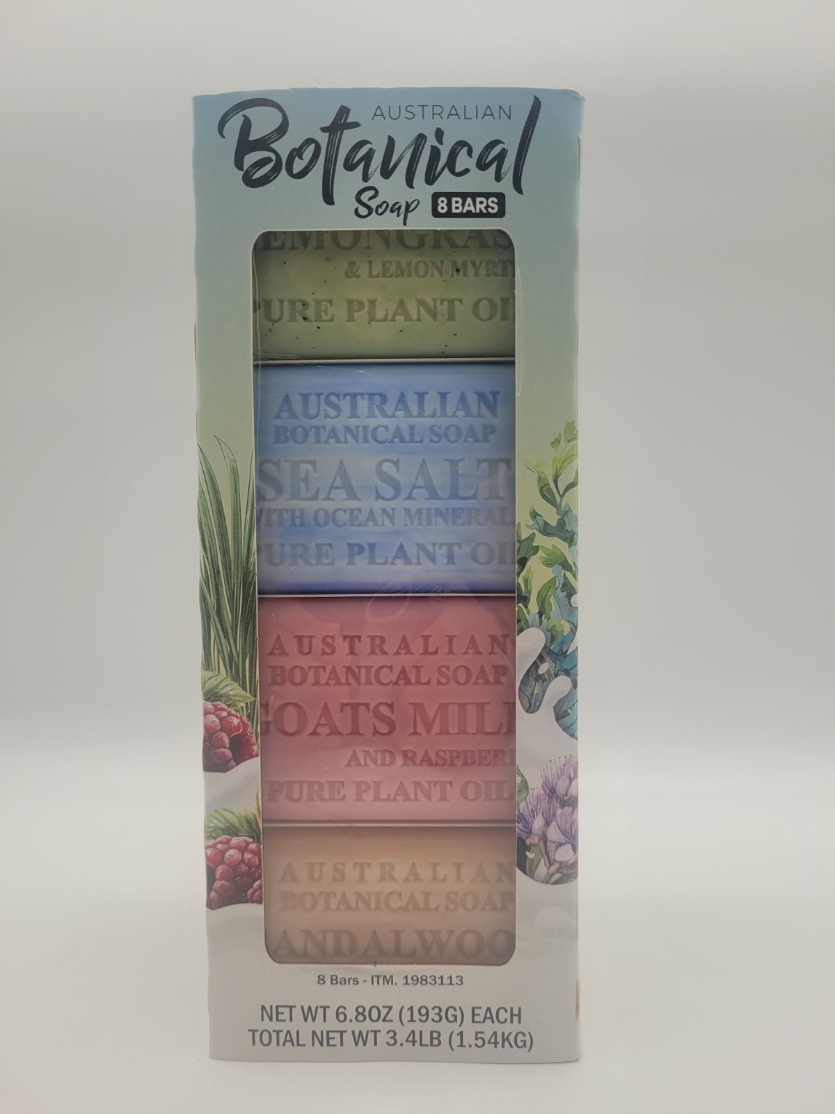 Australian Botanical Goat Milk Soap Multi Pack, 8 Bars, 4 Scents, 6.8 oz Each