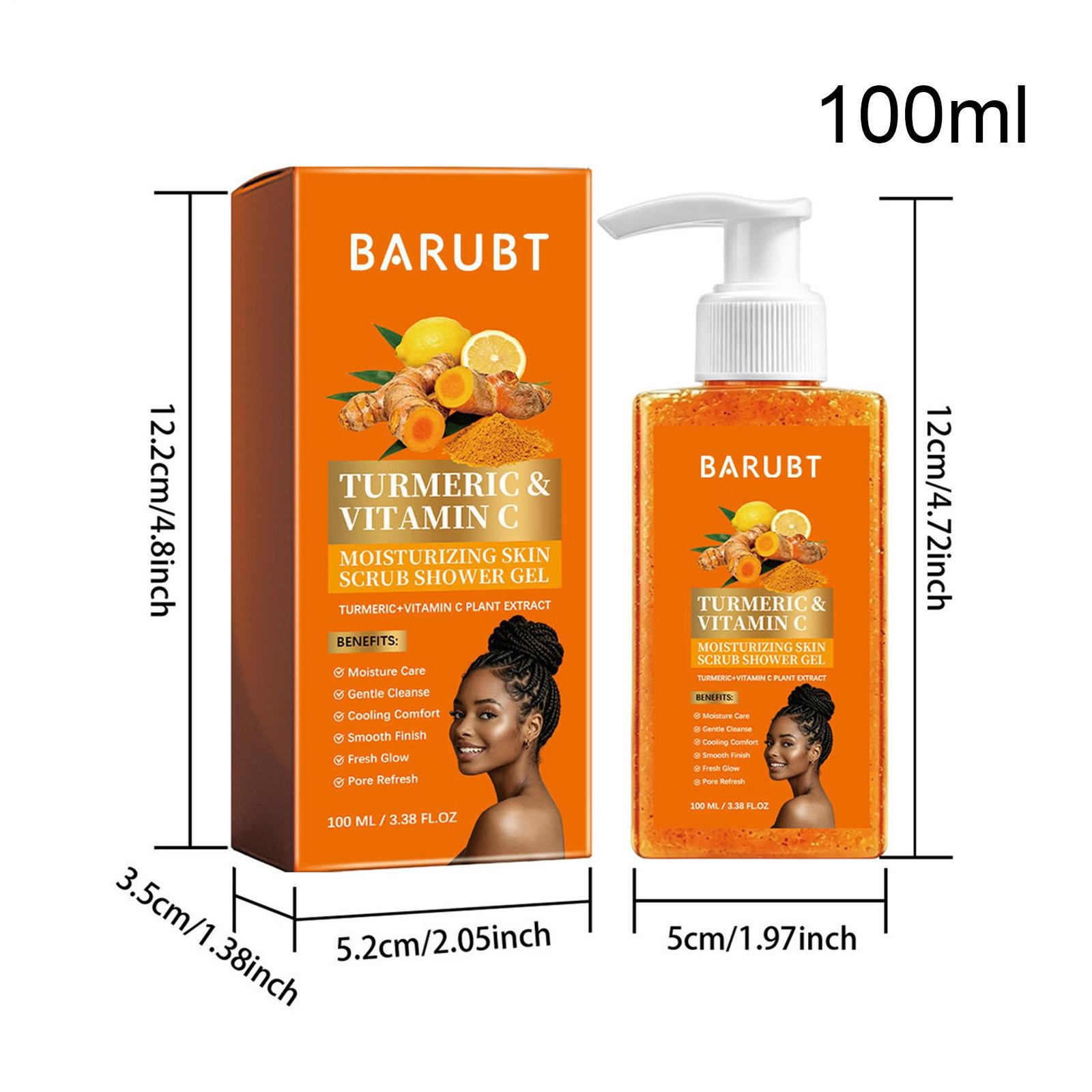 Turmeric Orange Vitamin C Body Wash Mattifying Scrub 100ml Deep Cleansing Liquid