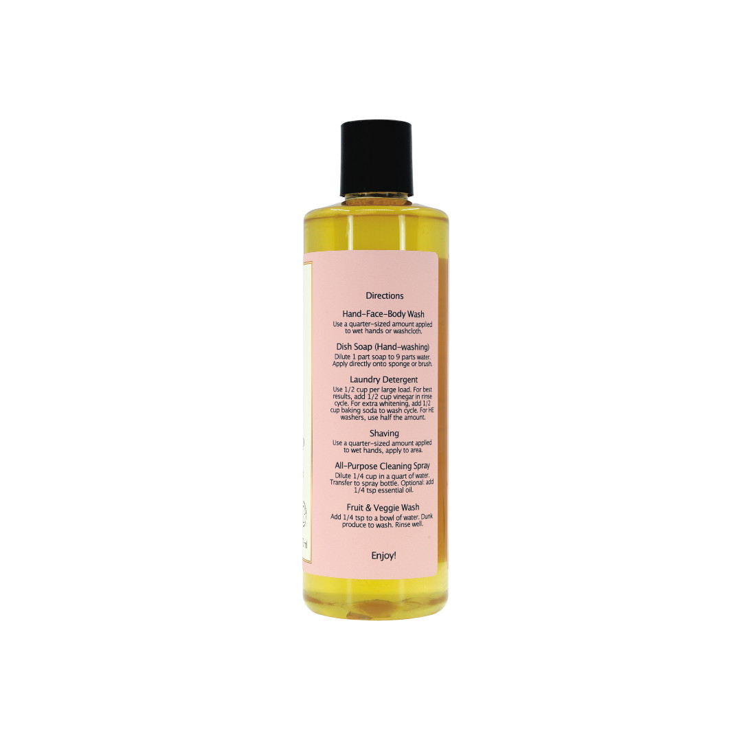 Liquid Castile Soap (Pump Cap) – Organic Ingredients, Gentle For Sensitive Skin