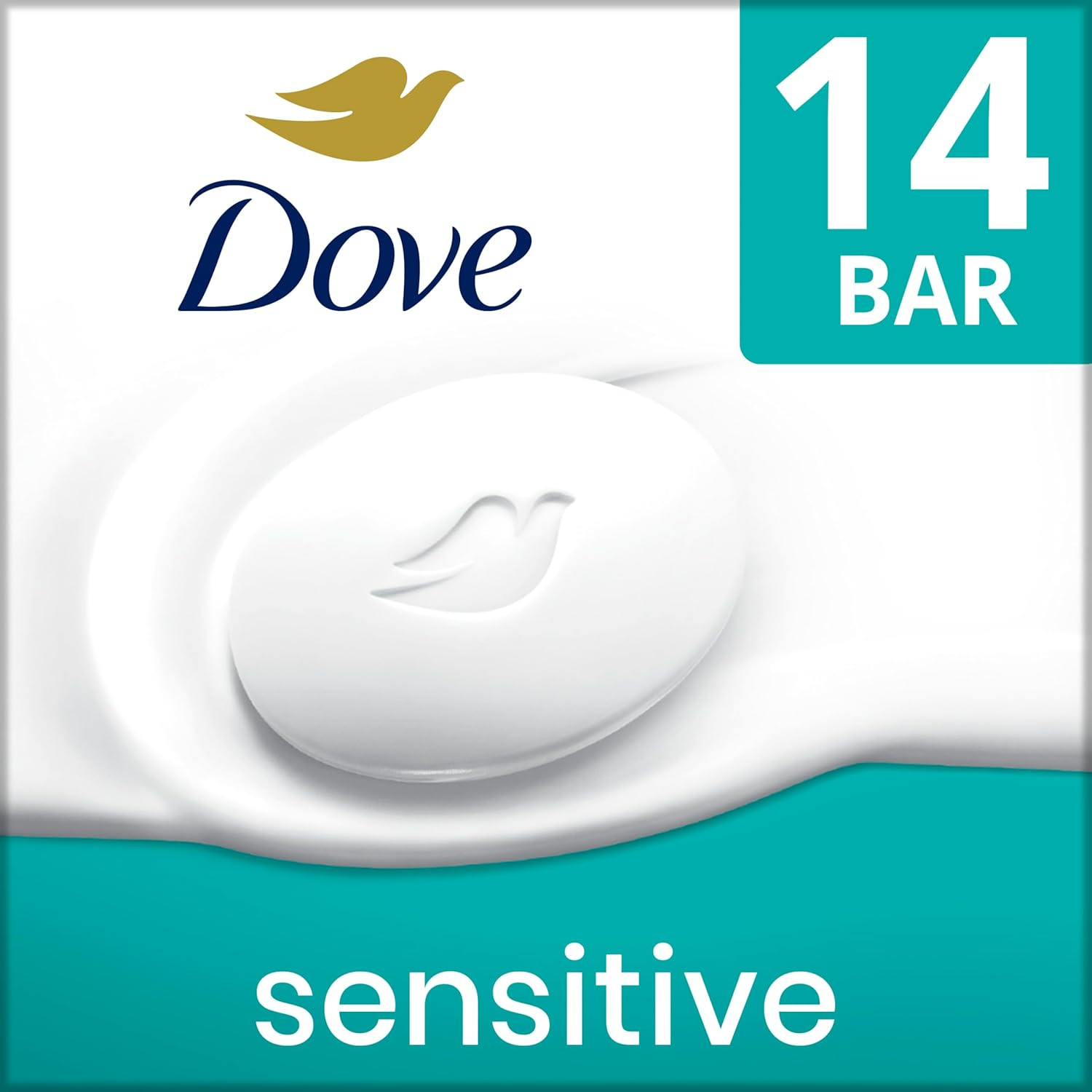 Dove Beauty Bar Soap Sensitive, 8 Bars for Sensitive Skin, Fragrance Free and Hy