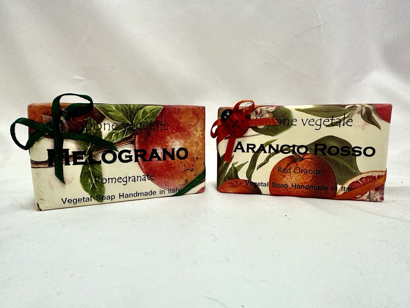 Set Of 2 Sapone Vegetale Soap Handmade In Italy Pomegranate & Red Orange (Vegan)