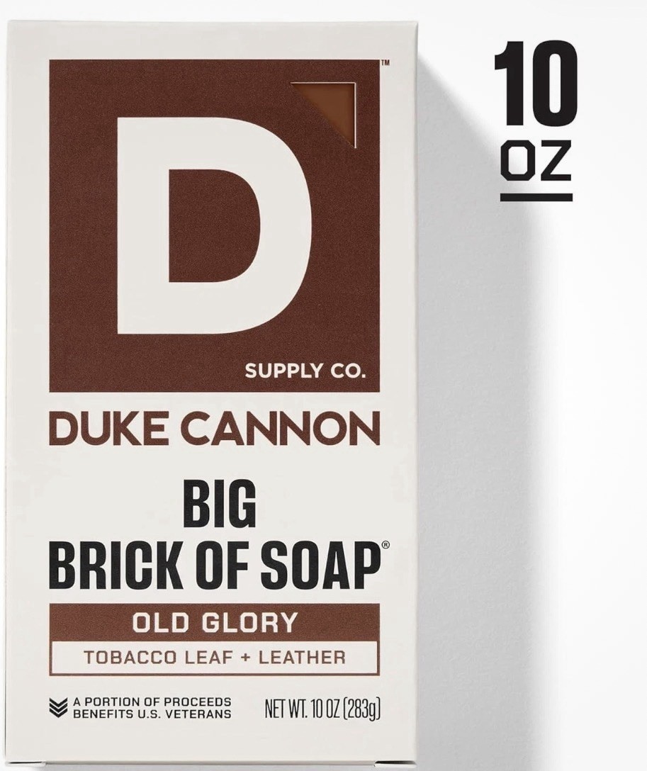 Duke Cannon Big Ass Brick of Bar Soap Old Glory Tobacco Leaf & Leather Men 10oz