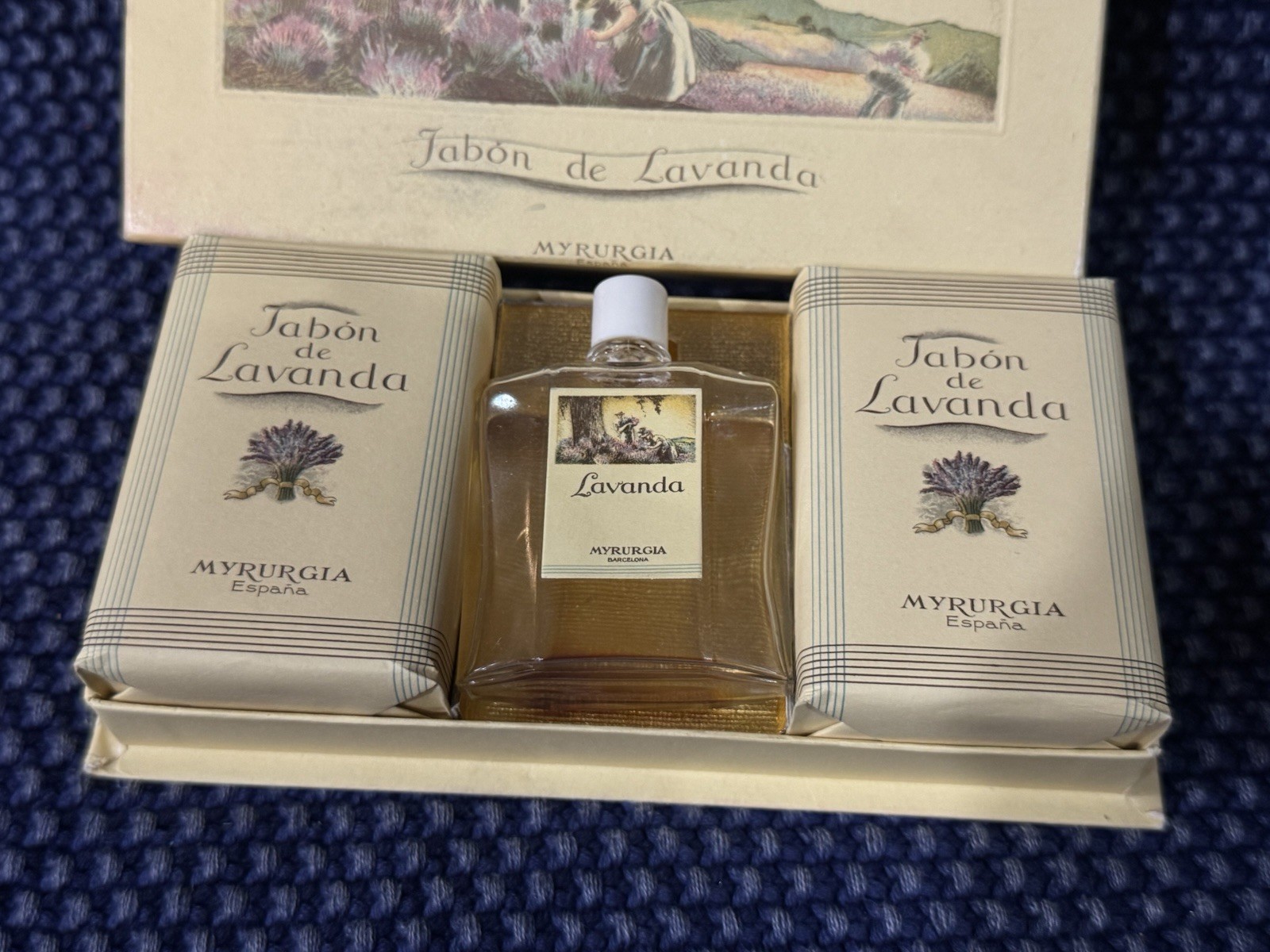 Jabon De Lavanda Myrurgia Espana Soap Lot of 2 Vintage From Spain Empty Bottle