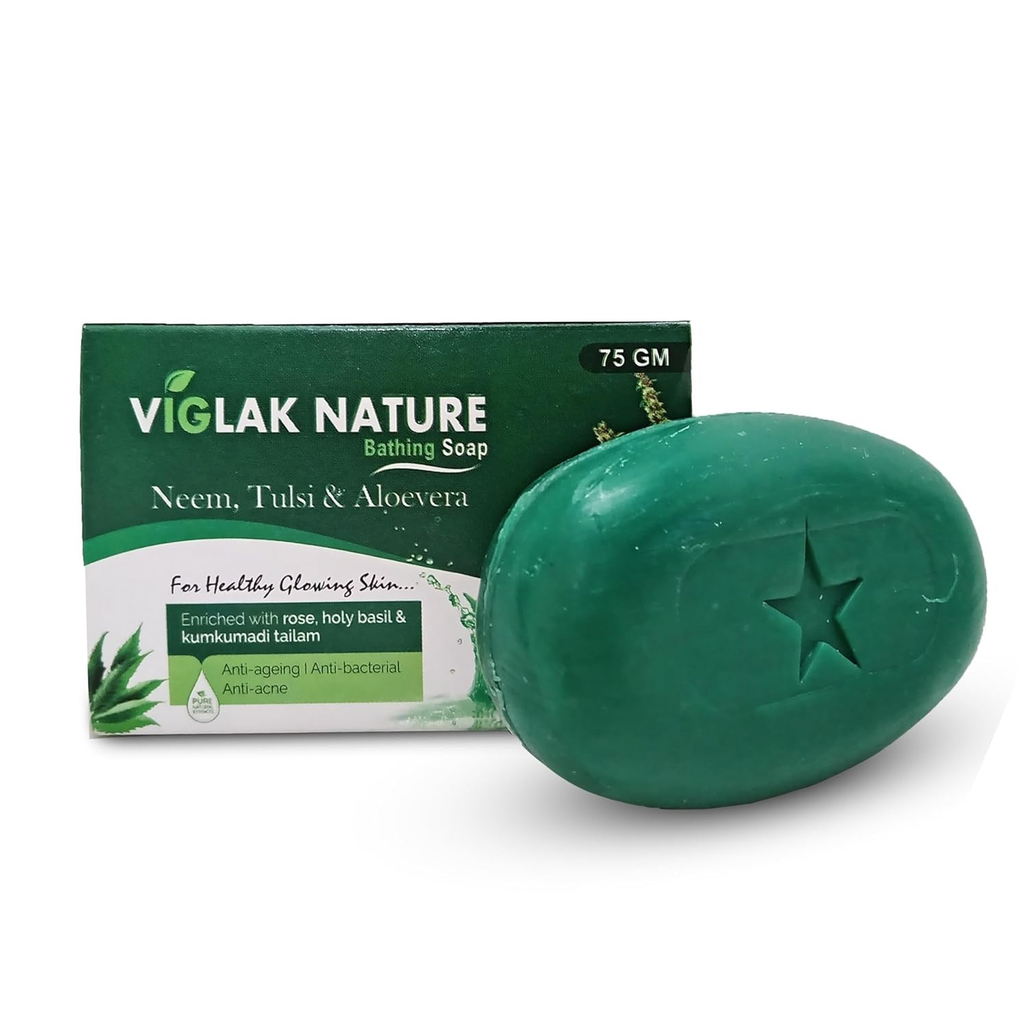 Herbal Bath Soap with Neem, Tulsi & Aloe Vera Anti-Acne Soap 75gm *5 pcs