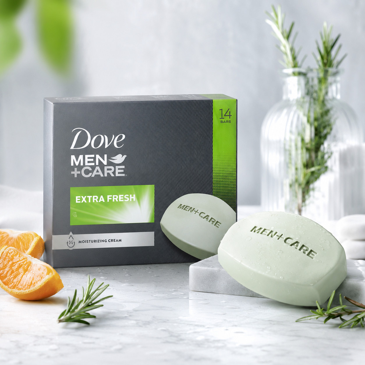 Dove Men+Care Extra Fresh 3-in-1 Body Face Shave Bar Soap 14 Pack 3.75 oz
