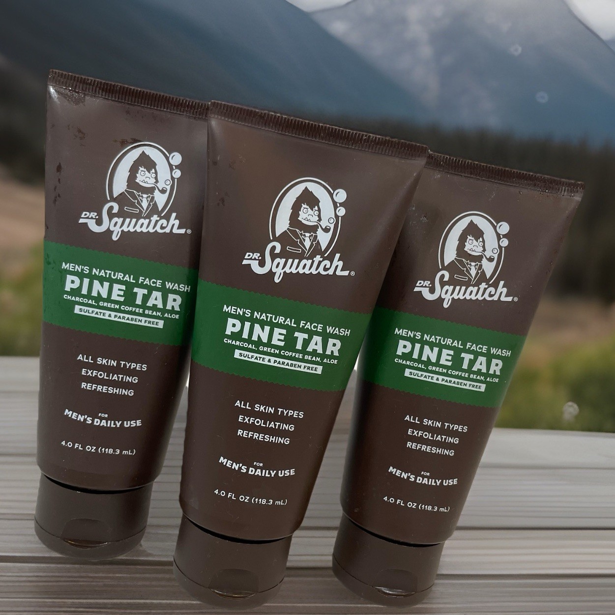 Dr Squatch PINE TAR Natural Face Wash 4 Fl Oz X3 Charcoal Aloe SEALED