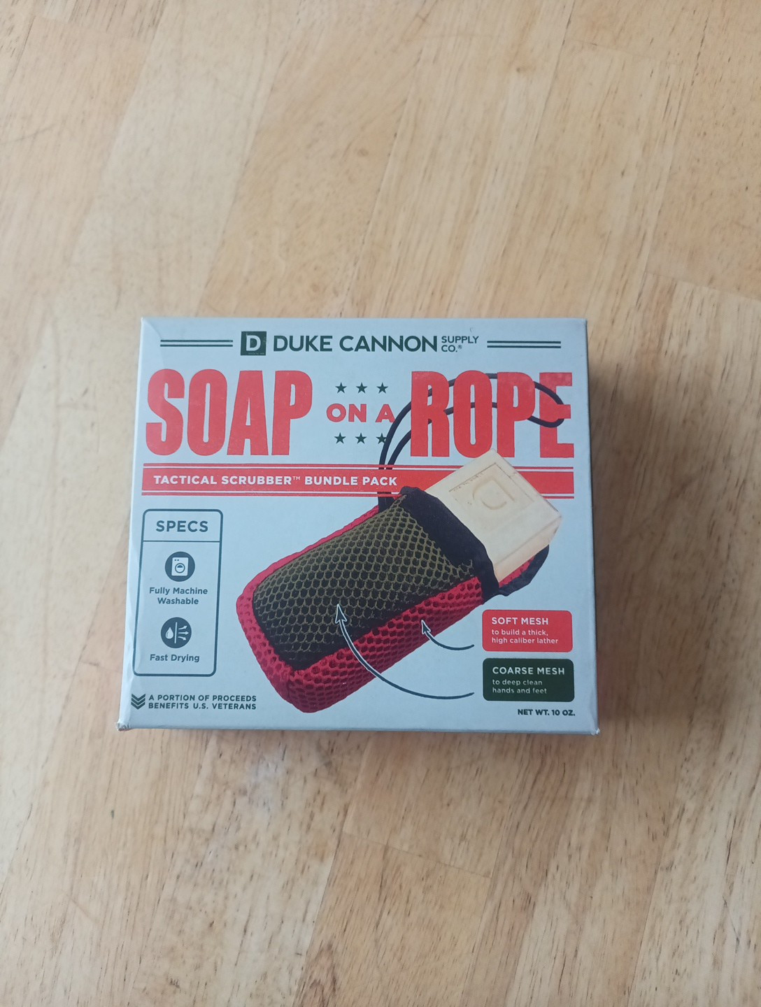 Duke Cannon Soap On a Rope Tactical Scrubber Pouch + Oak Barrel Bourbon Soap