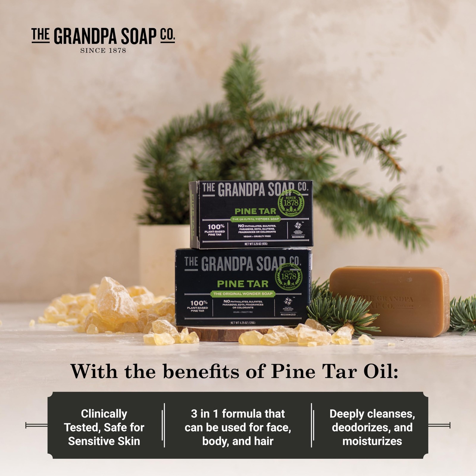Grandpa’s Soap Pine Tar 4.25 oz (8-Pack)