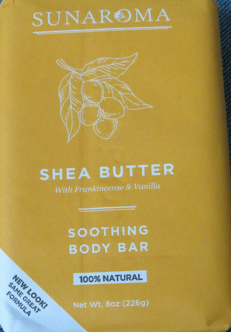Sunaroma Men’s Shea Butter Soothing Body Bar Soap 8oz w/Frankincense & Vanilla