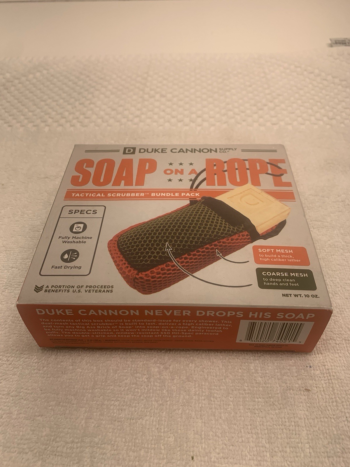 Duke Cannon Soap On a Rope Tactical Scrubber Pouch + Oak Barrel Bourbon Soap