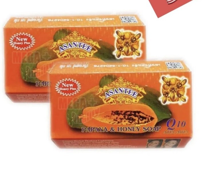 Lot of 2 Asantee Papaya & Honey Soap Herbal Lightening Thailand 125g