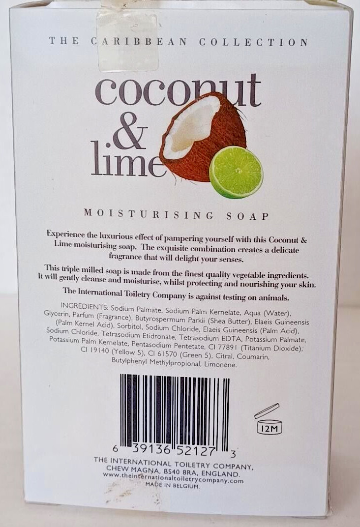 Large The Caribbean Collection Coconut & Lime Moisturising Soap 300g 10.5oz New