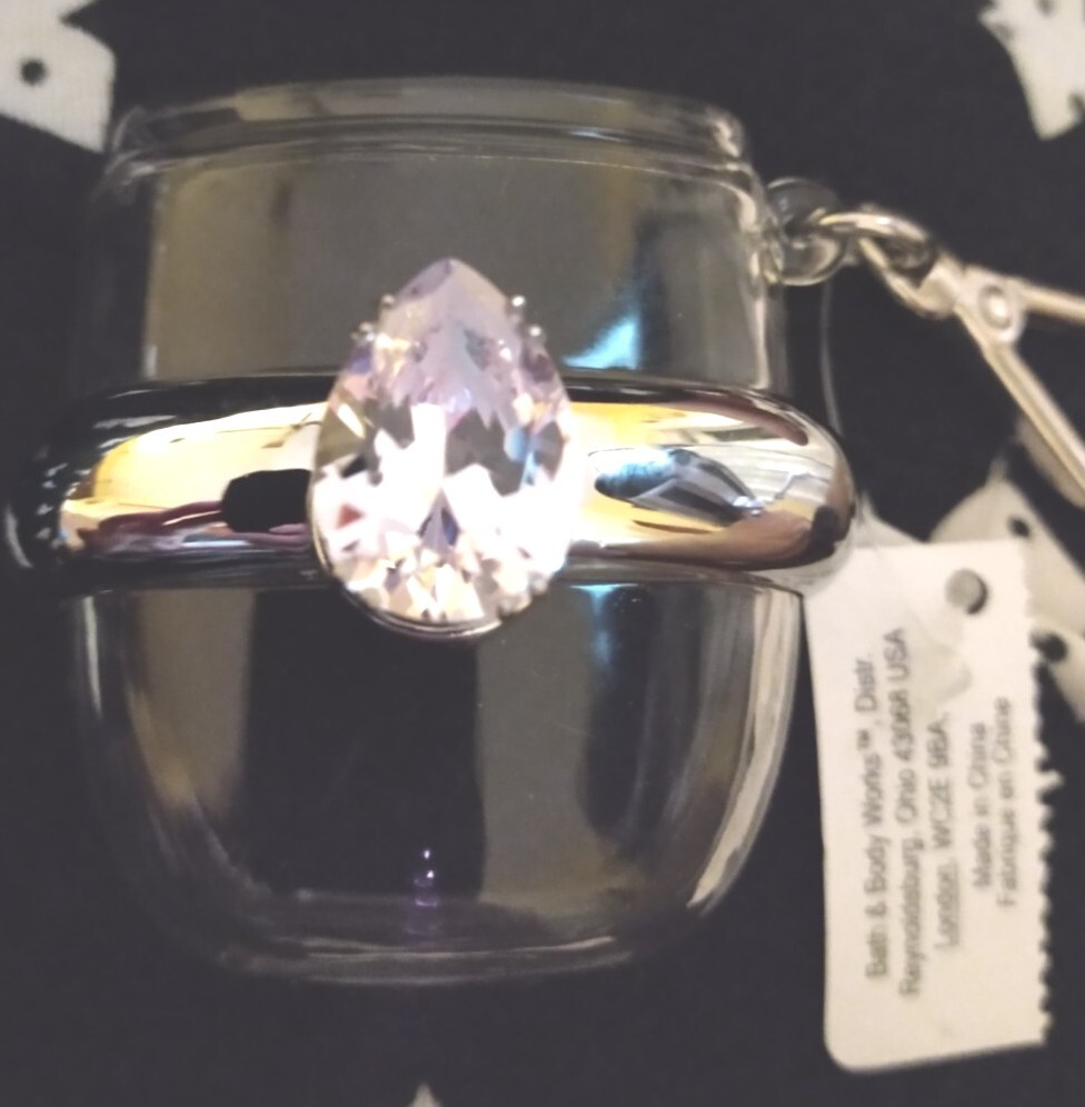 Bath Body Works Purple Diamond Pear Shape Ring Pocketbac Sanitizer Holder