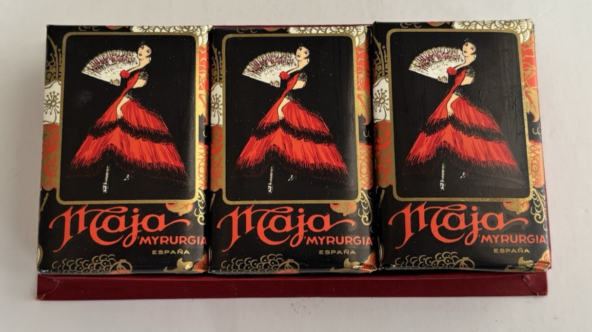 Vintage Myrurgia Maja Flor de Blason Soap Lot Spain Jabon Fan Boxed Vanity