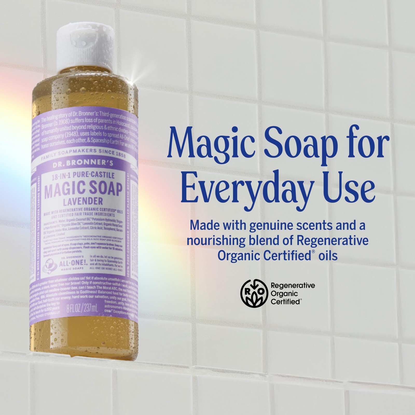 Dr. Bronner’s Pure-Castile Liquid Soap, Made with Organic Oils, 18-in-1 Uses: Fa