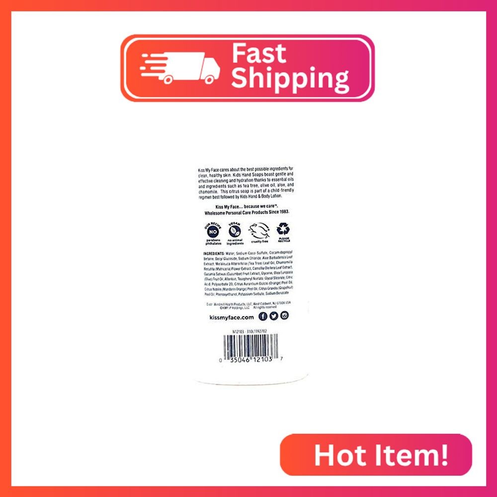 Kiss My Face Hand Soap, Tea Tree & Aloe, Citrus Scent, Fresh, Clean, Cleanses, H