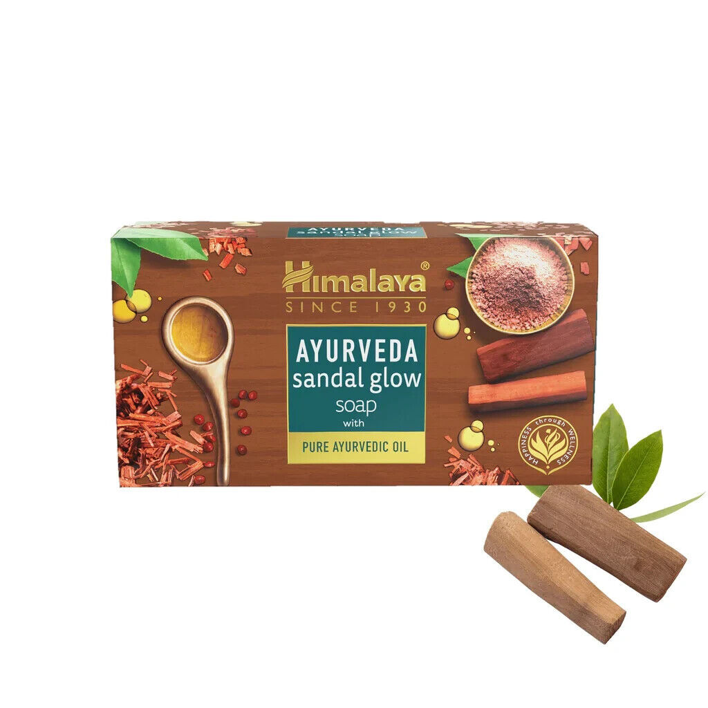 4 X Himalaya Ayurveda Sandal Glow Soap 75 gm with Pure Sandalwood Oil Sandalwood