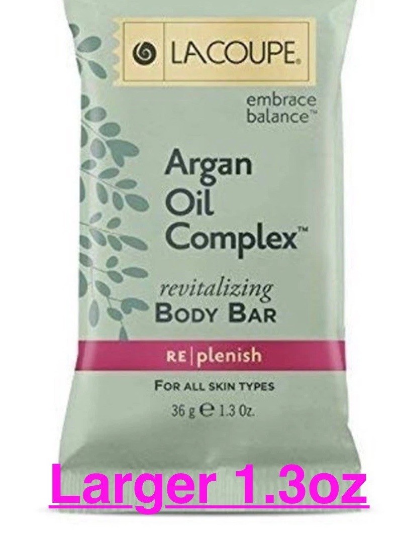 40 Pack LaCoupe Hotel Travel Size Soap 1.3 oz Argan Oil Body Bars Bulk