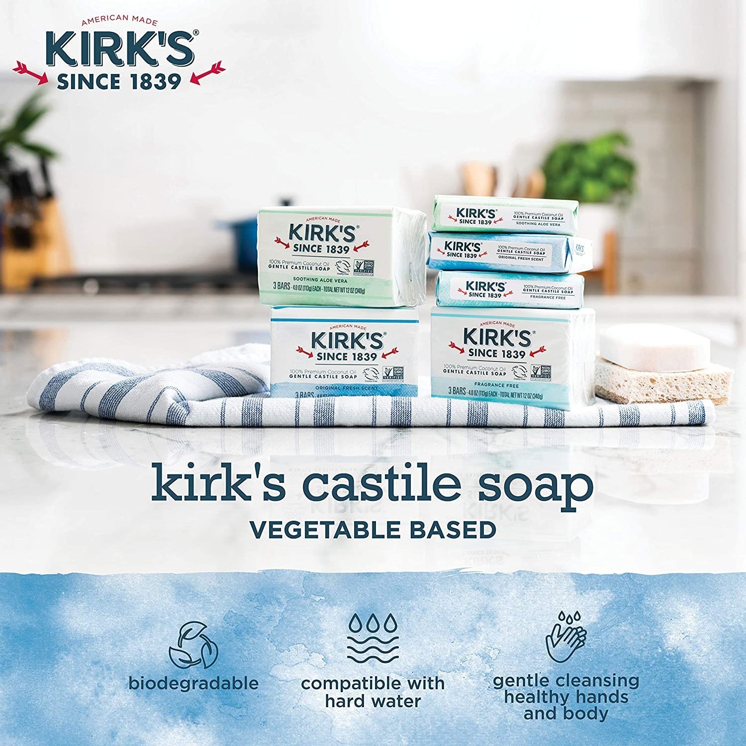 Kirks Natural Original Castile Soap, 4 Ounce – 12 per case.