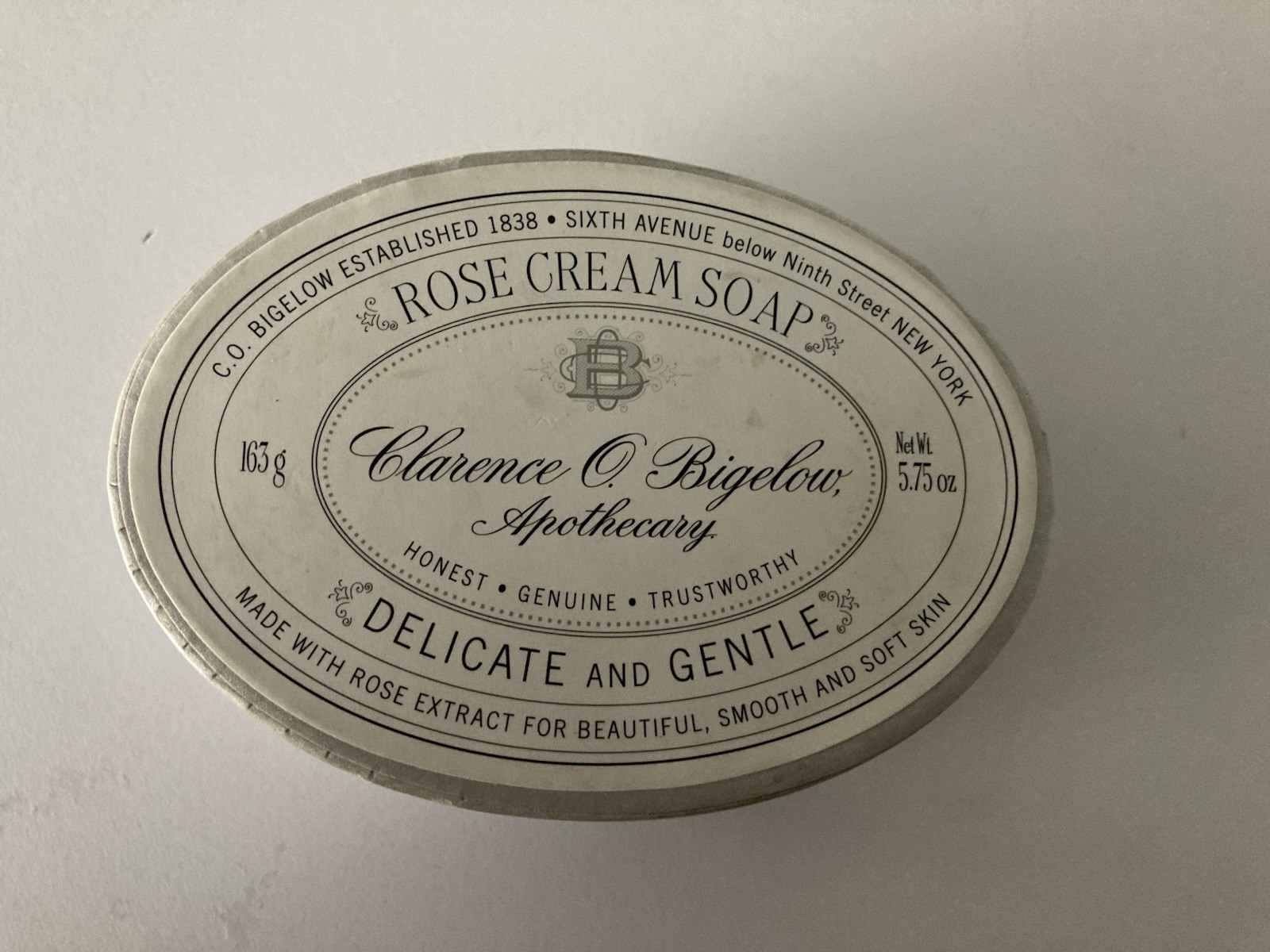 Clarence O’ Bigelow Apothecary Rose Cream Delicate & Gentle Soap Bar 5.75oz-New