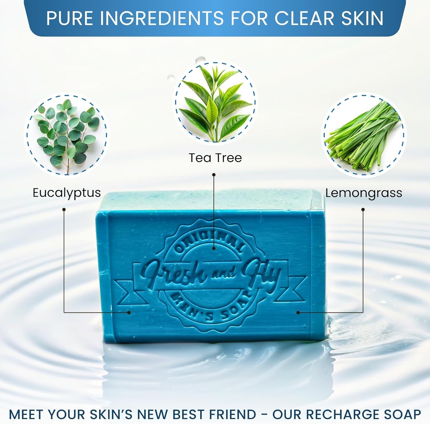 Men’s Recharge Natural Moisturizing Soap Bar 300g Face Body Hair