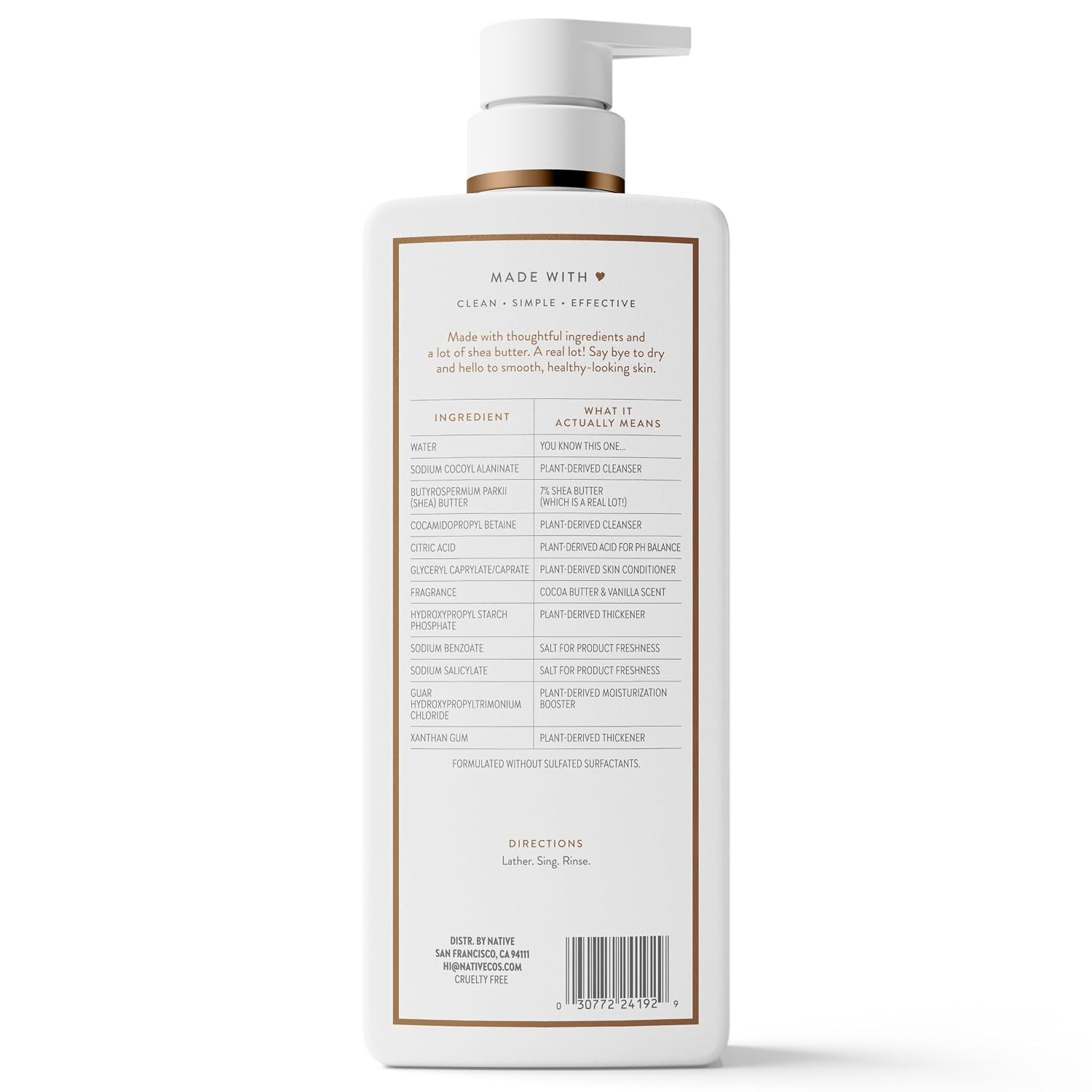 Native Cocoa Butter & Vanilla Scent 24-Hour Moisturizing Bodywash for Women & Me