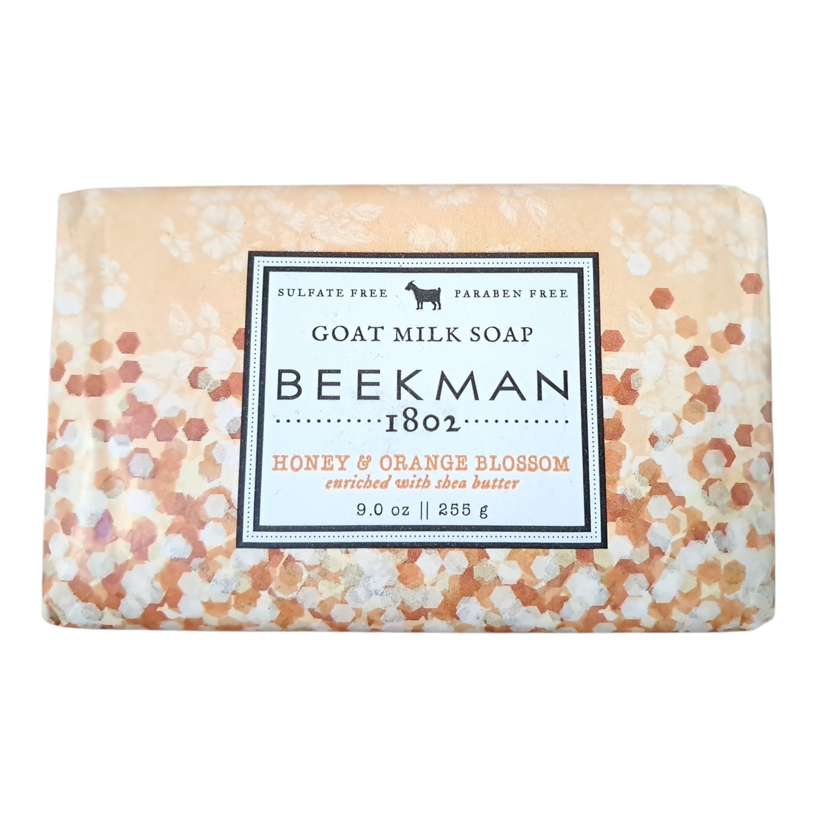 BEEKMAN 1802 GOAT MILK SOAP – Honey & ORANGE BLOSSOM W/ SHEA BUTTER, 9 oz. JUMBO
