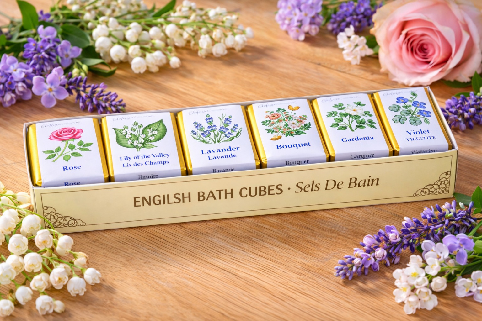 English Bath Cubes Sels de Bain – 6 Cube Set (9 oz / 250 g)