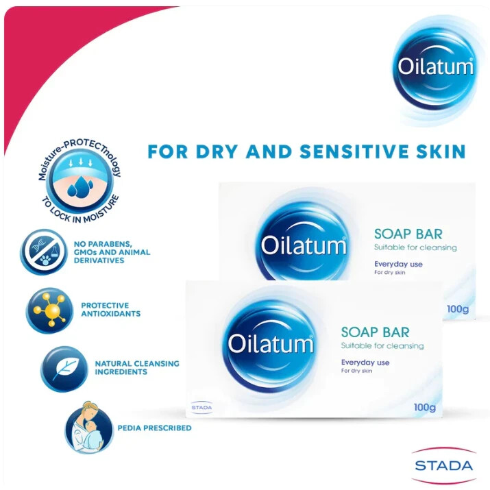 Oilatum Soap Bar 100g For Dry Skin Cleanses Moisturizes/10 unit (Free Shipping)