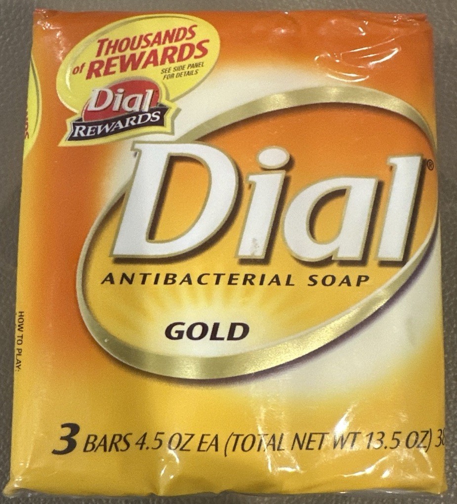Dial Antibacterial Soap (Gold) 3-Pack Bars 4.5 oz Each Net Wt 13.5 oz-New/Sealed