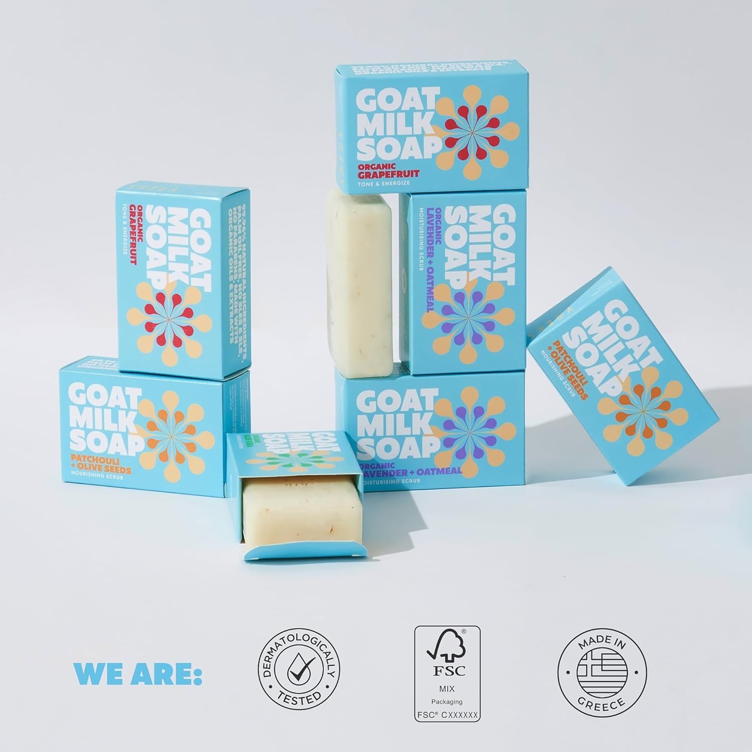 Goat Milk Soap Bar Set Pack of 8 – Crafted in Greece | Tripple Milled | Organ…