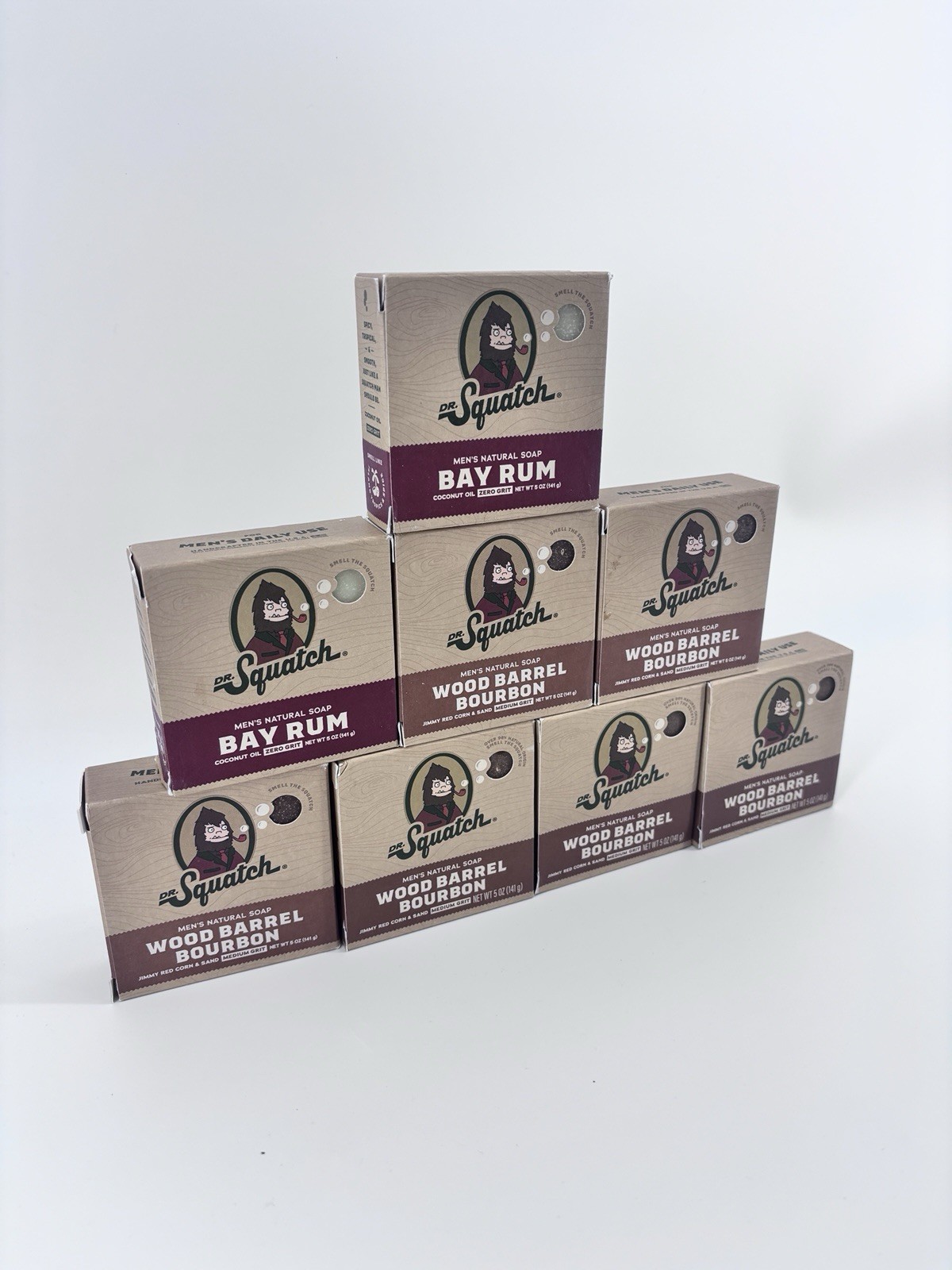 Dr. Squatch Men’s Natural Soap A Lot Of 8 – 6 Wood Barrel Bourbon- 2 Bay Rum-New