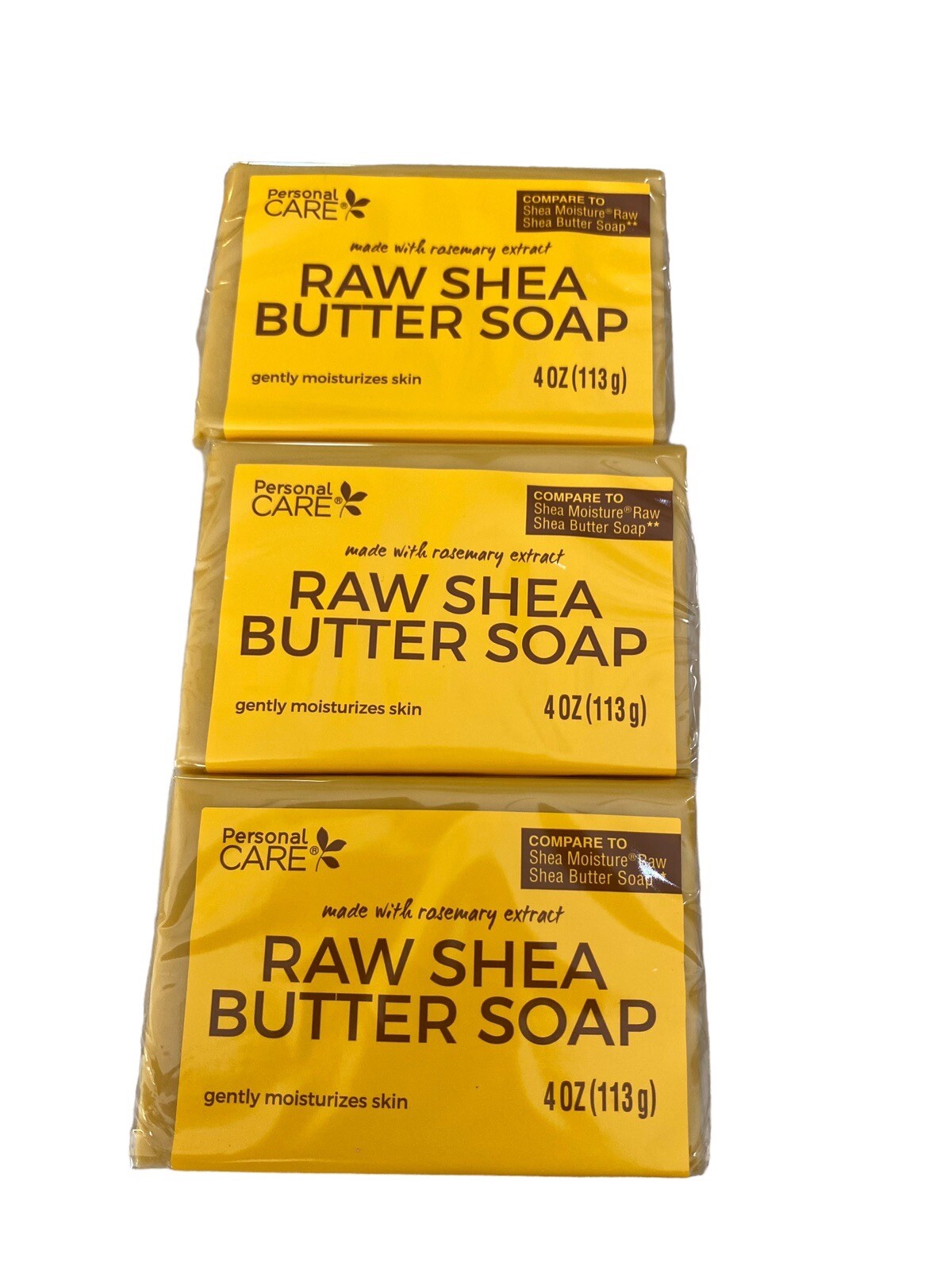 (3 Pack) Personal Care Raw Shea Butter Soap w/ Rosemary NEW 4 oz Moisturizes