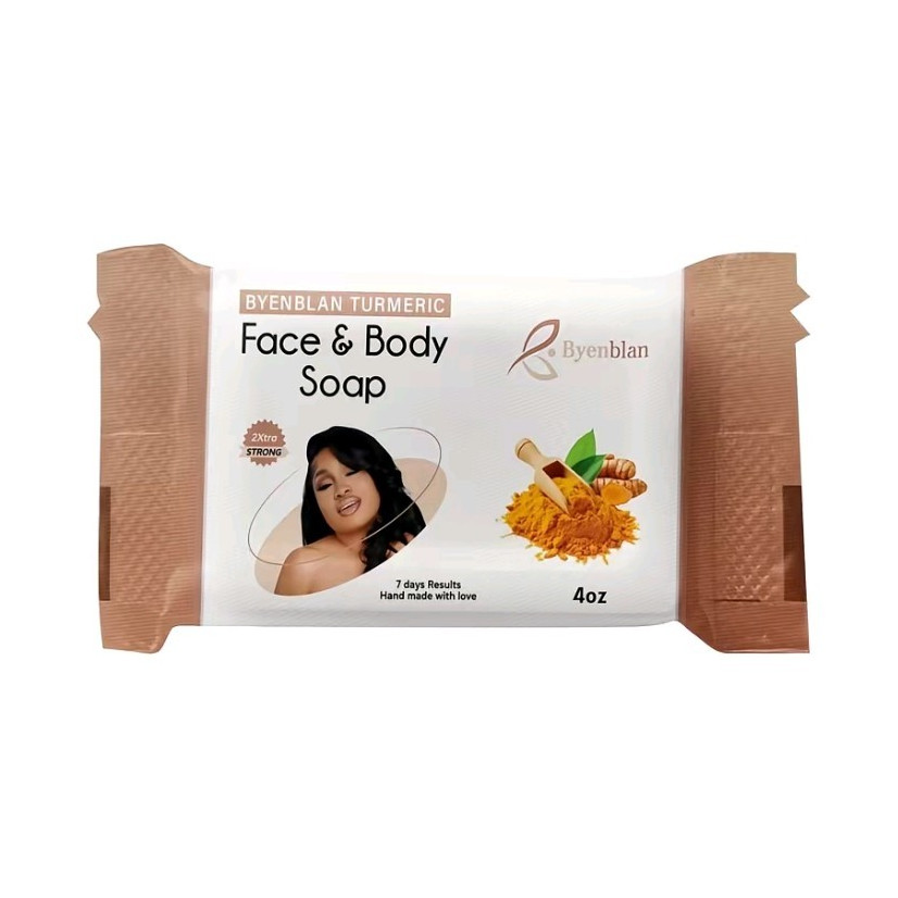 Byenblan Turmeric Face & Body Soap Handmade Brown 4oz for Women Men