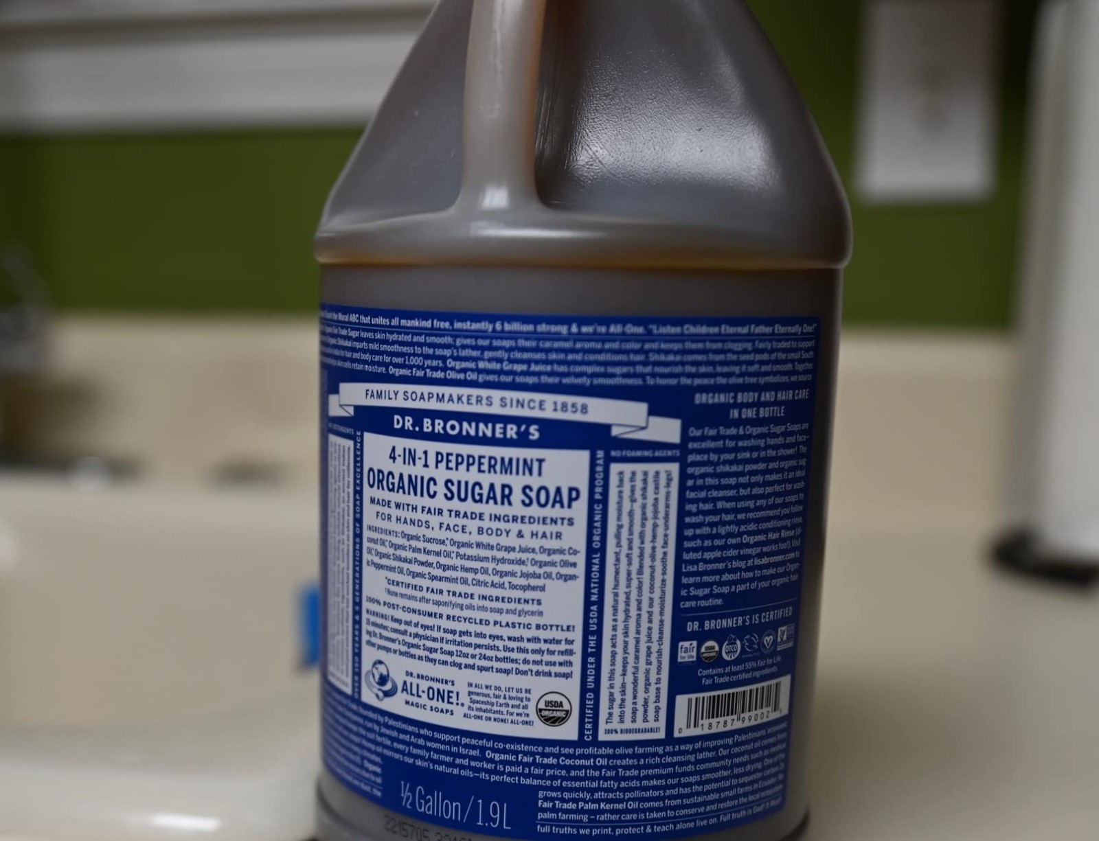 Dr. Bronner’s 64oz Organic Peppermint Sugar Soap – Cleansing & Moisturizing