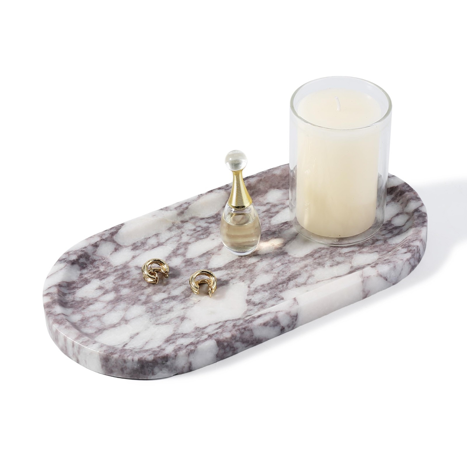 Koville Real Luxurious Natural Marble Vanity Tray, 10″x5″ Calacatta Viola Marble