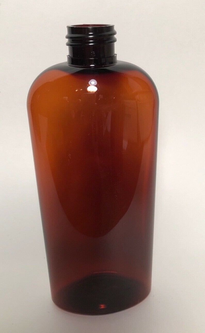 8 oz PET Plastic BPA free 24/410 Amber Cosmo Oval Bottle choice of caps
