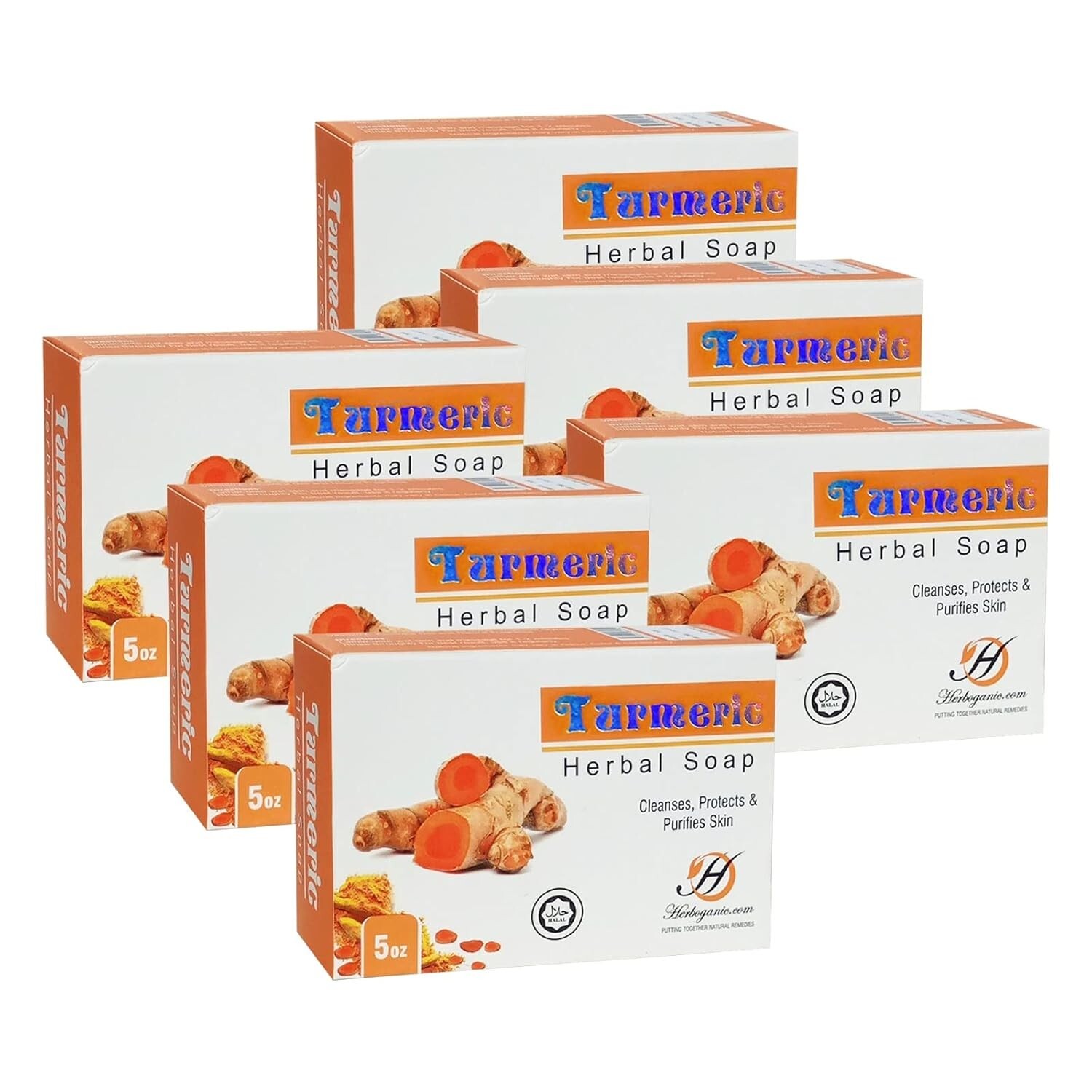 Herboganic TURMERIC SOAP 6 x 5oz PURE & NATURAL CLEANSING SAME DAY SHIPPING