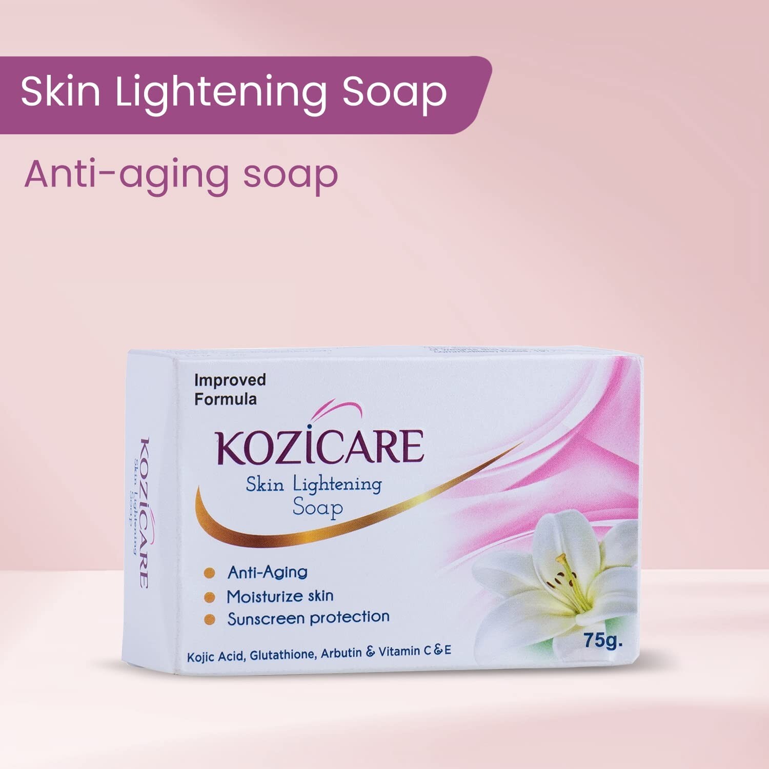 Kozicare Skin Lightening Soap, 75g (Pack of 3) Sunscreen Protection 3X75g=225g