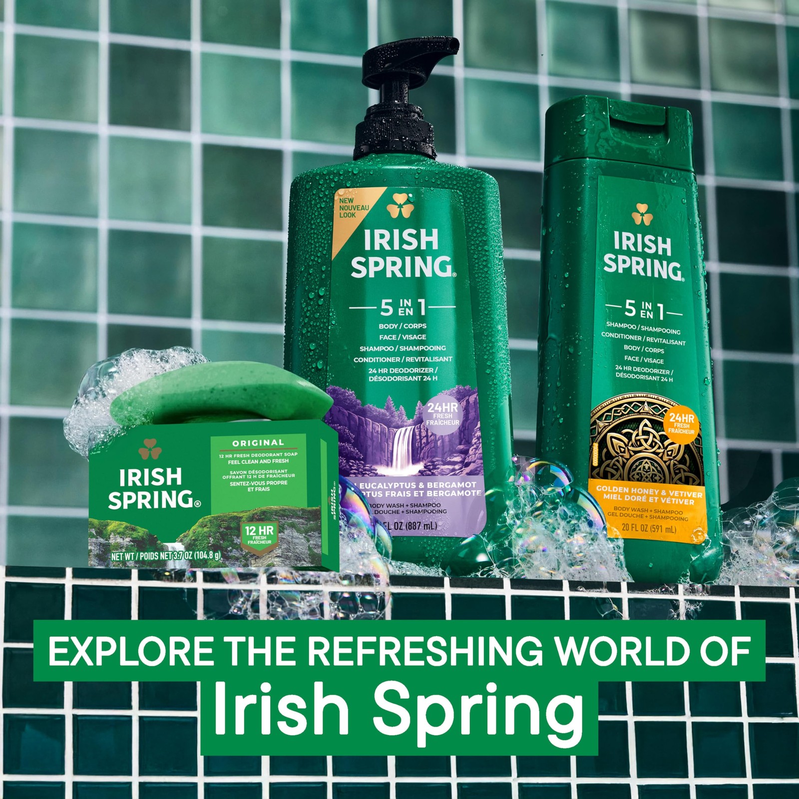 Irish Spring Bar Soap for Men, Original Clean, 3.75 Ounce (Pack of 24), Green