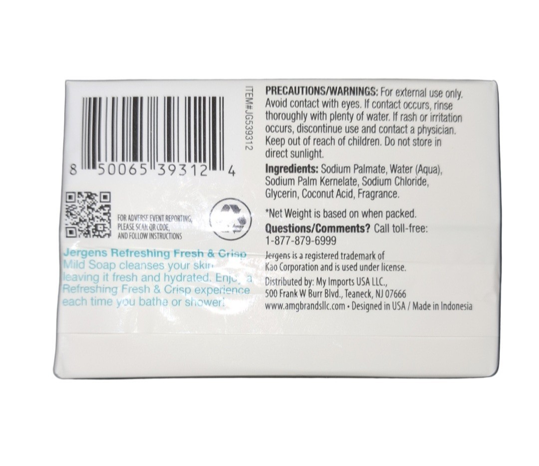 🩵 JERGENS 🩵 (2-BARS) 3 Oz. 🩵🫧 ●FRESH & CRISP● 🫧 ≈REFRESHING≈ Mild Soap 🫧.