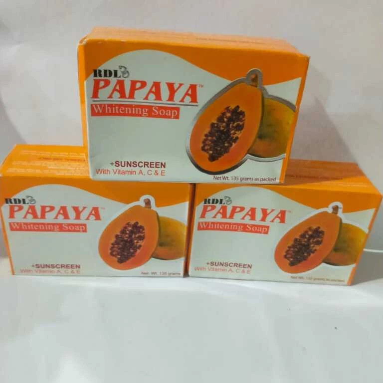 Papaya Whitening Soap RDL 135g x 3 Vitamin A,C&E FAST SHIPPING , PLUS SUNSCREEN