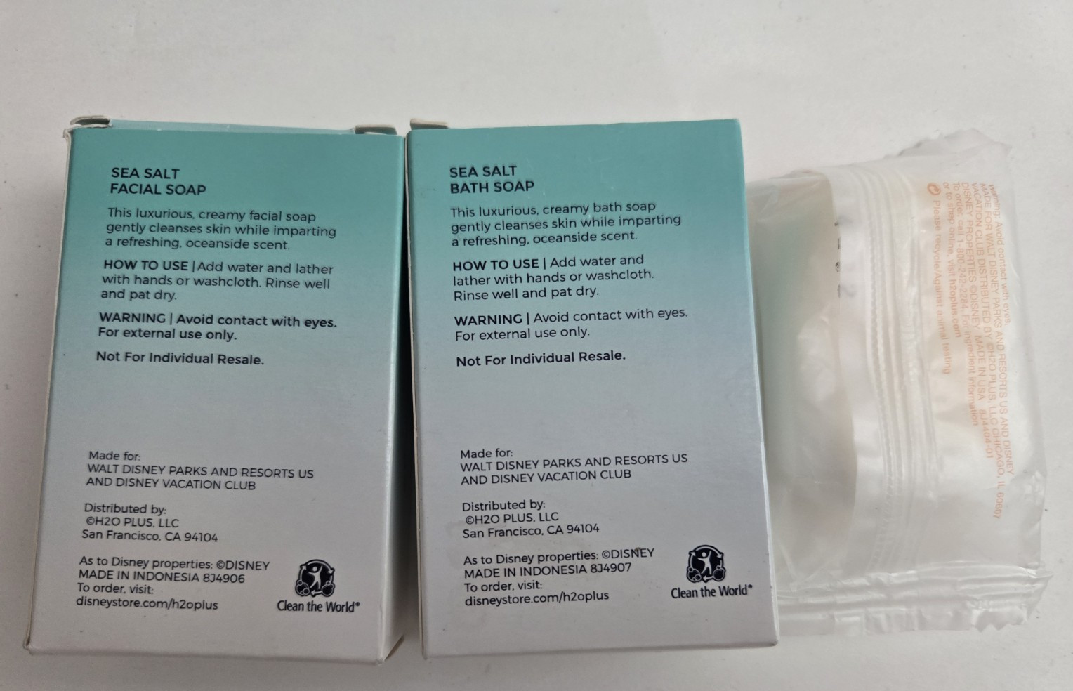 Set of 2 H2O+ Beauty Sea Salt Bath + Facial Soap Plus 1 Facial Soap Travel Size