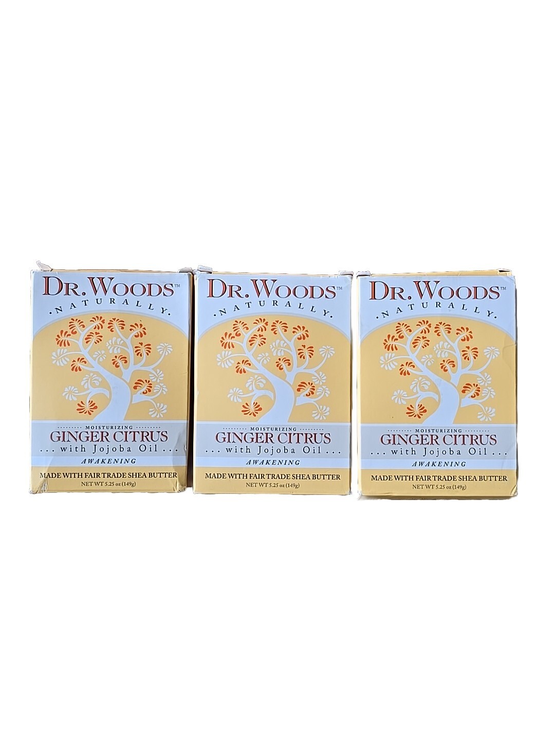 Dr. Woods Ginger Citrus with Jojoba Oil Soap 5.25 oz Bar (Pack of 3)