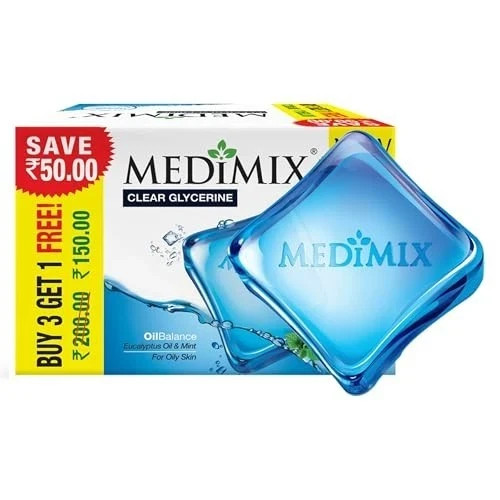 Medimix Clear Glycerine Soap Oil Balance Eucalyptus Mint Oily Skin 100g 4Pc