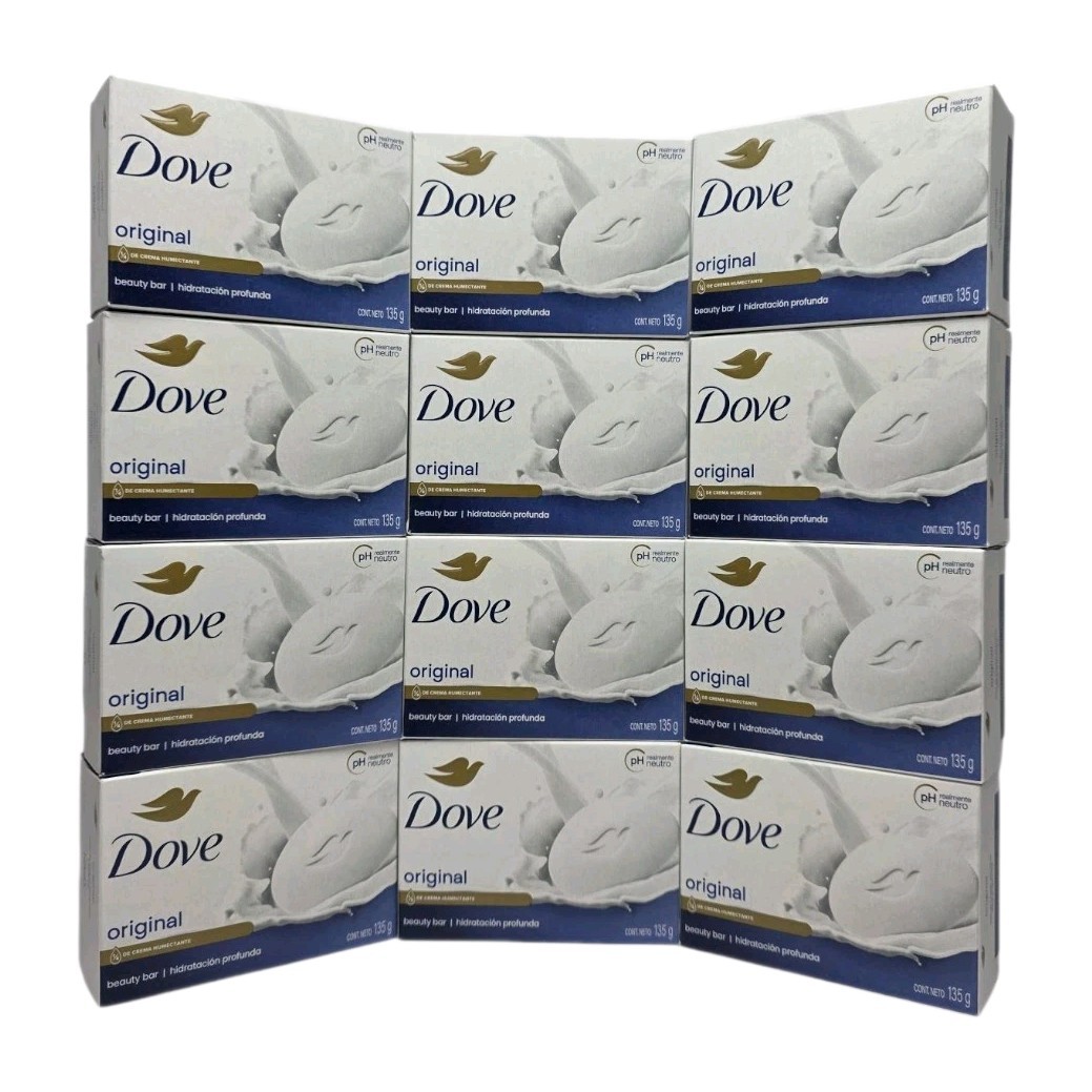 Dove Soap Bar Original White Moisturizing Cream Beauty 135g, 4.75 oz x 12 Pack