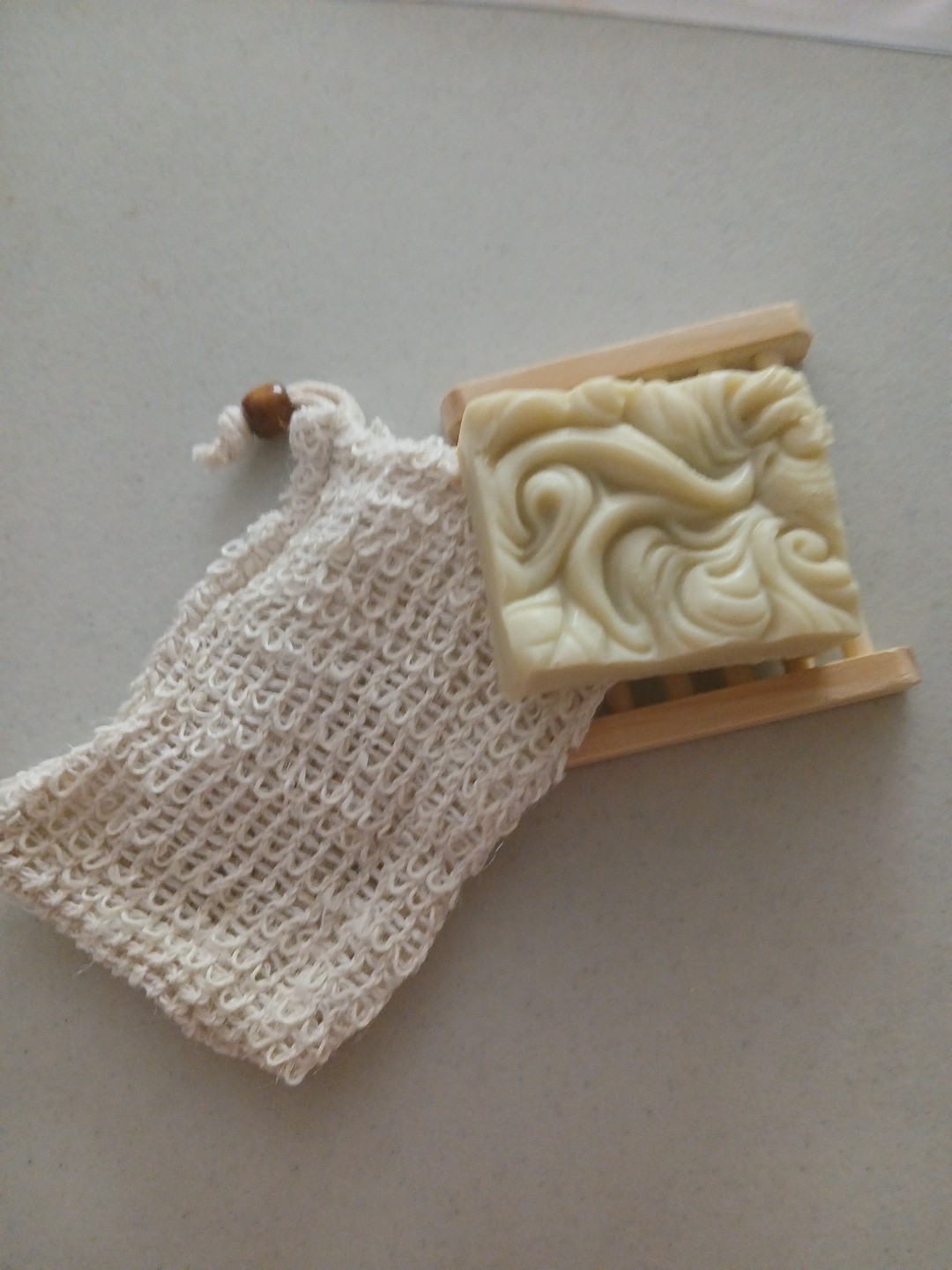 NEW Handmade Allepo Style Soap-3.0+ Oz-Unscented-Wave Design-2 15/16″X2 1/8″X 1″